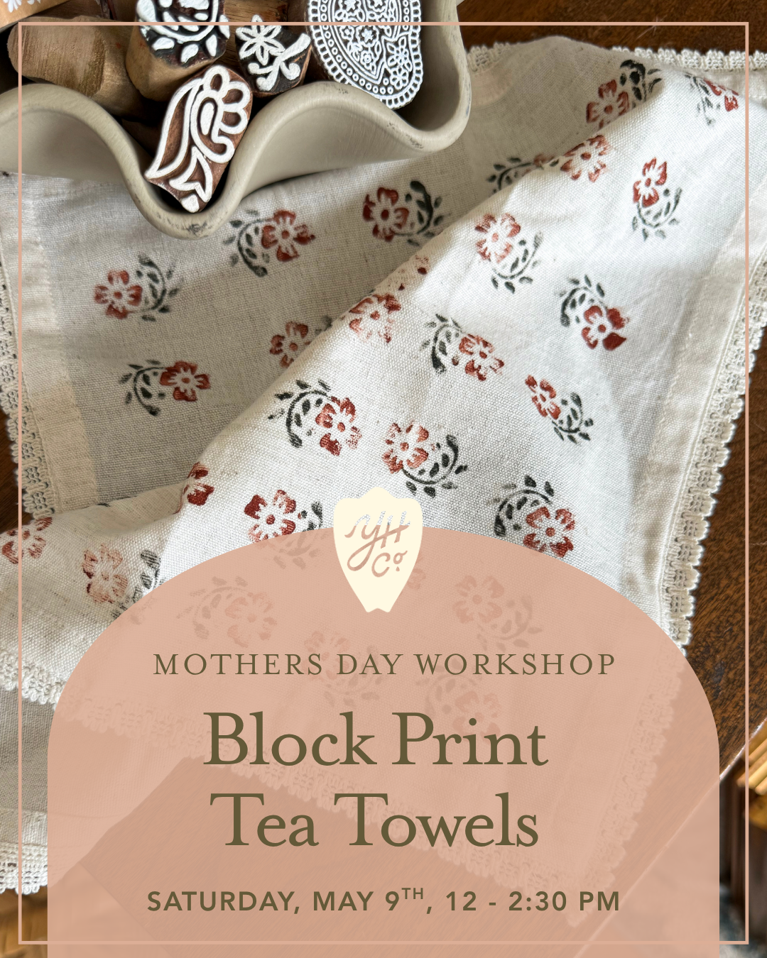 Block Print Tea Towels DIY | Saturday, May 9th