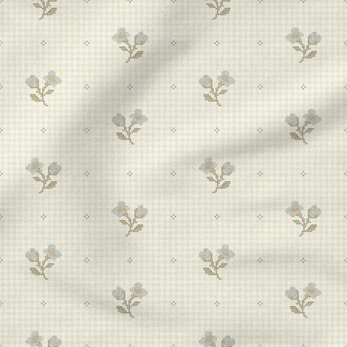 Stitched Sweetpea | Brown & Blue