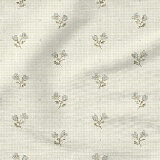 Stitched Sweetpea | Brown & Blue