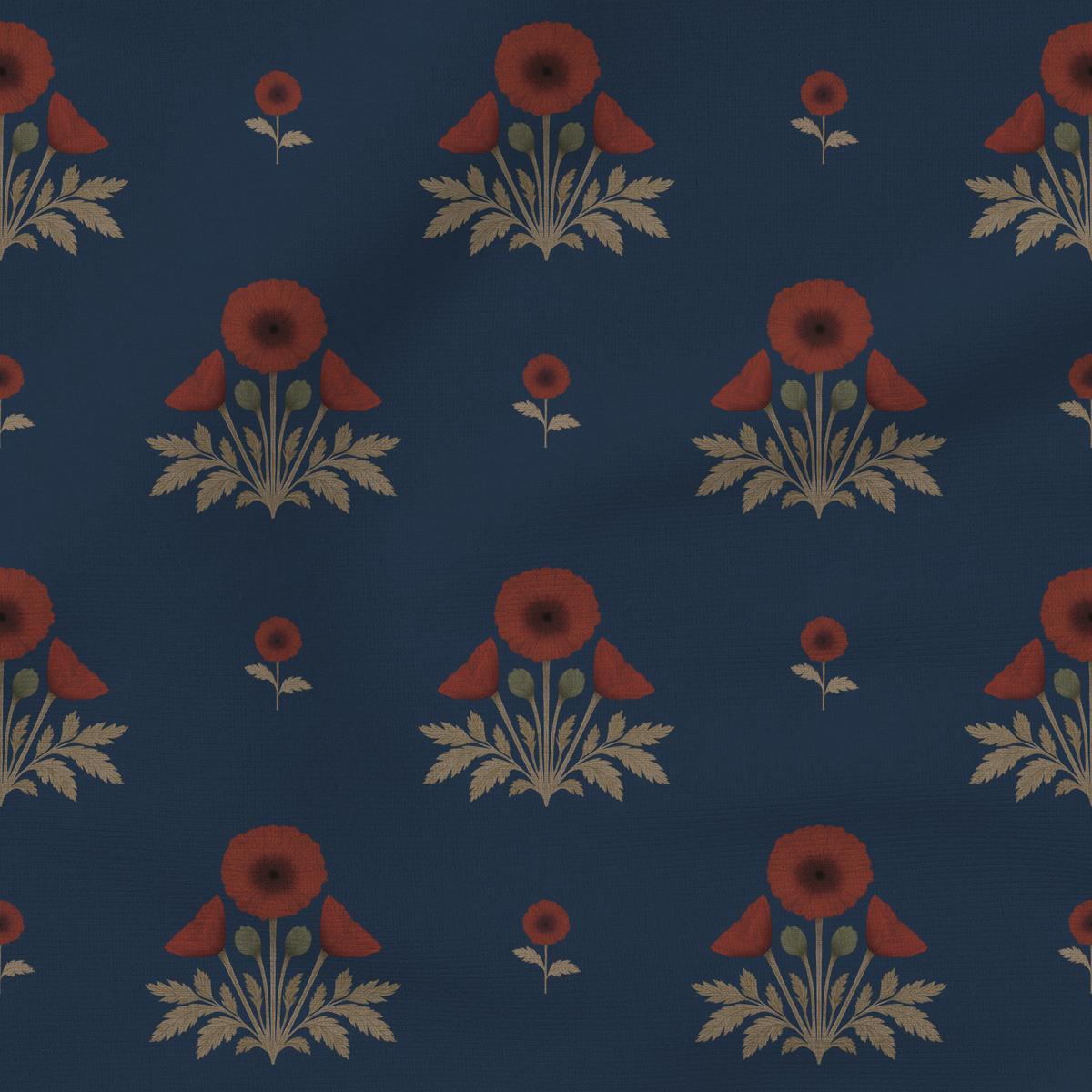 Blooming Poppies | Blue & Red