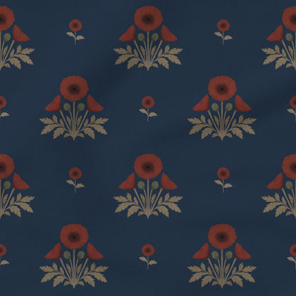 Blooming Poppies | Blue & Red