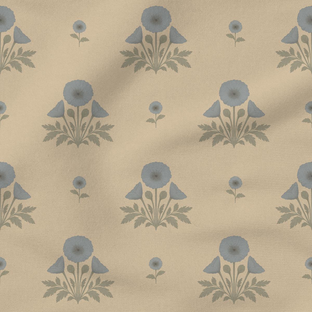 Blooming Poppies | Tan & Blue