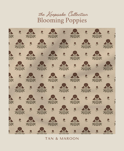 Blooming Poppies | Tan & Maroon