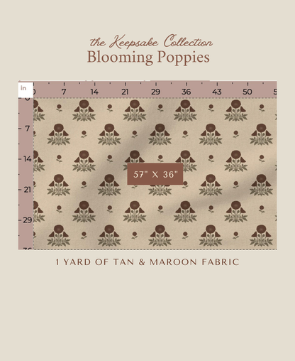 Blooming Poppies | Tan & Maroon