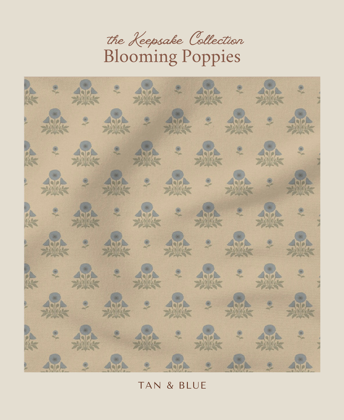 Blooming Poppies | Tan & Blue