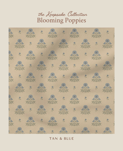 Blooming Poppies | Tan & Blue