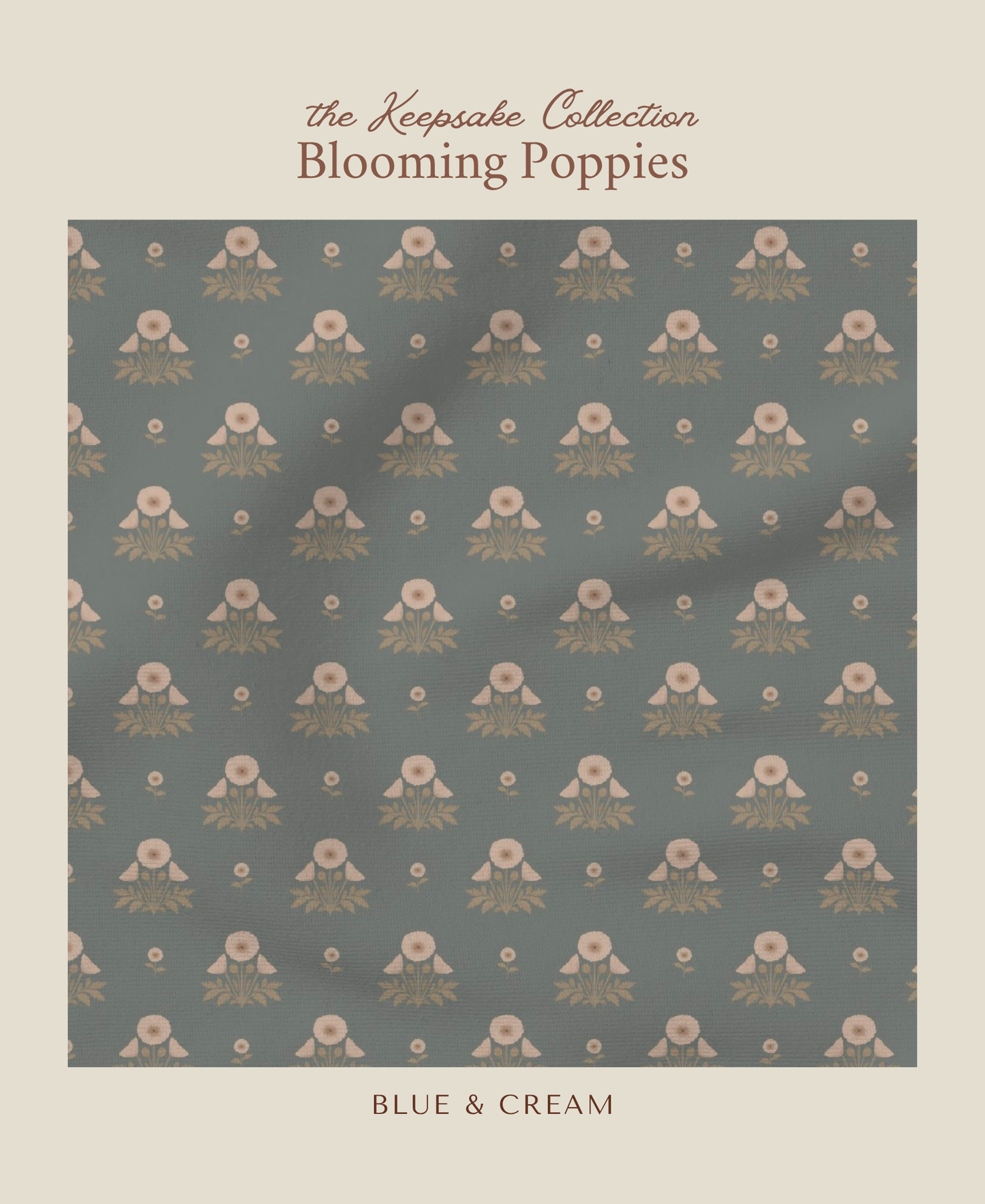 Blooming Poppies | Blue & Cream