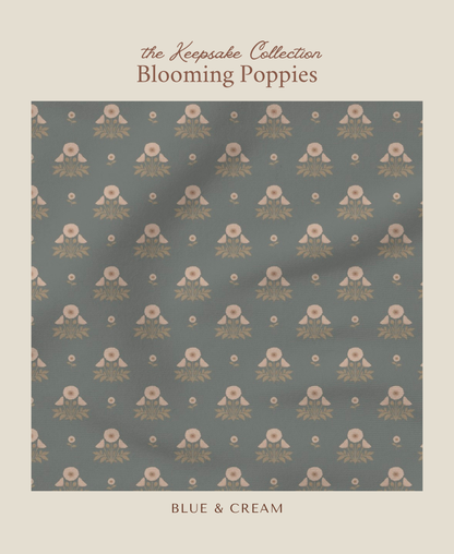 Blooming Poppies | Blue & Cream