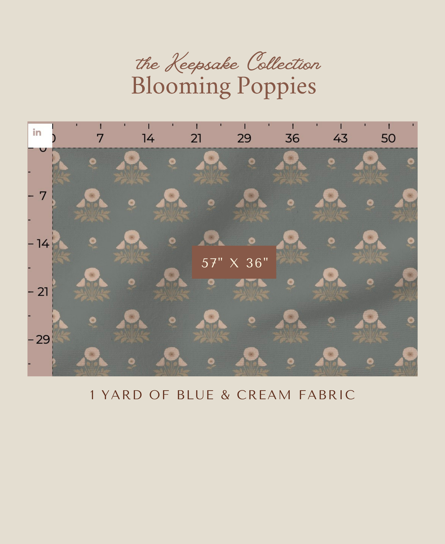 Blooming Poppies | Blue & Cream