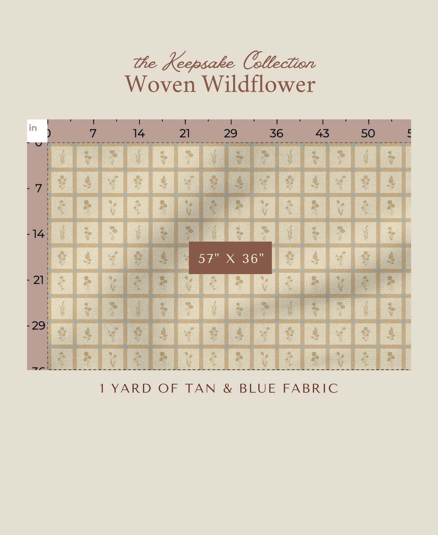 Woven Wildflower | Tan & Blue