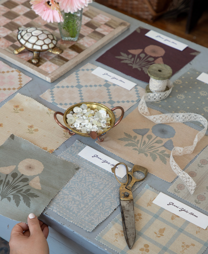 Blooming Poppies | Tan & Blue