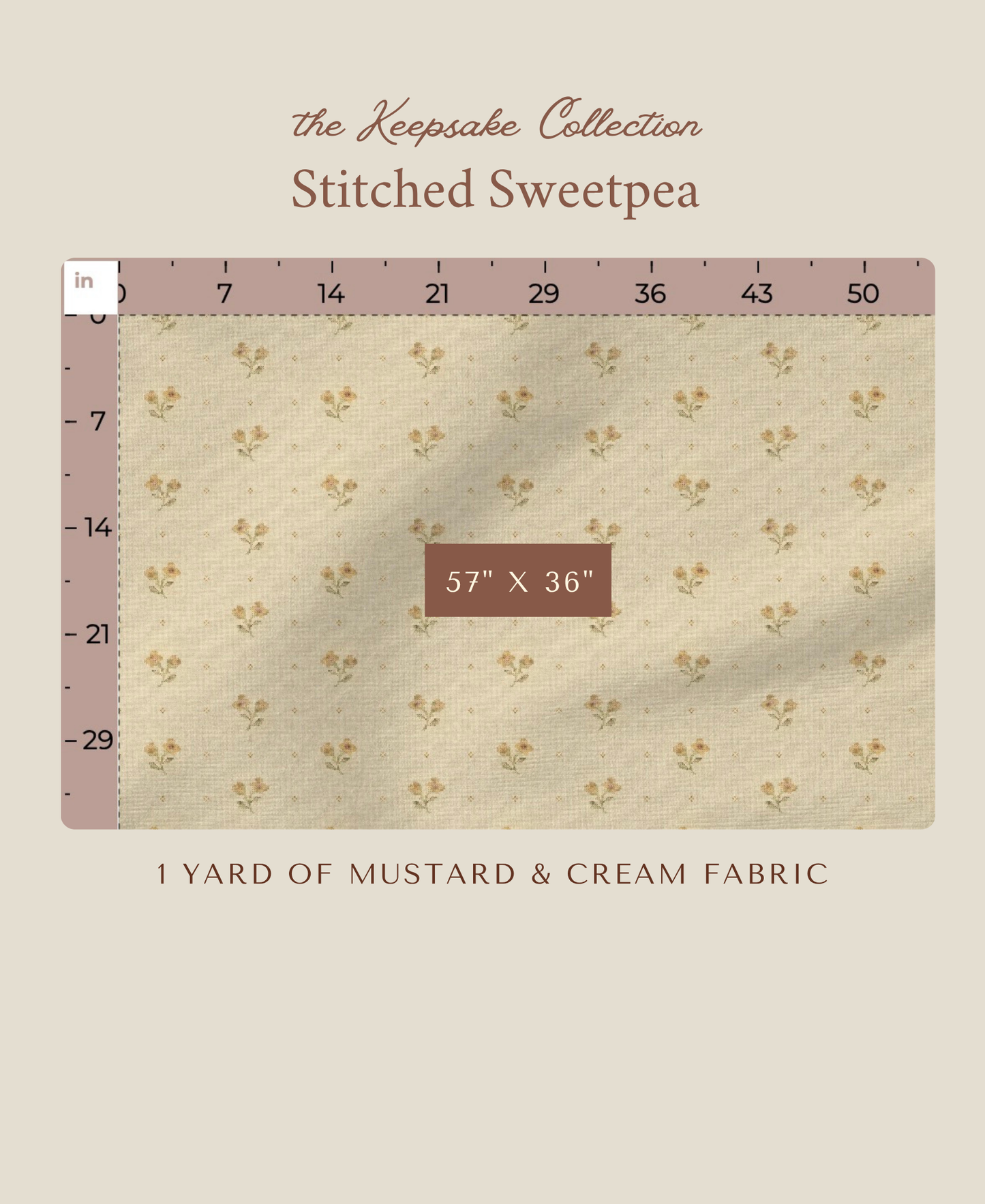 Stitched Sweetpea | Mustard & Cream