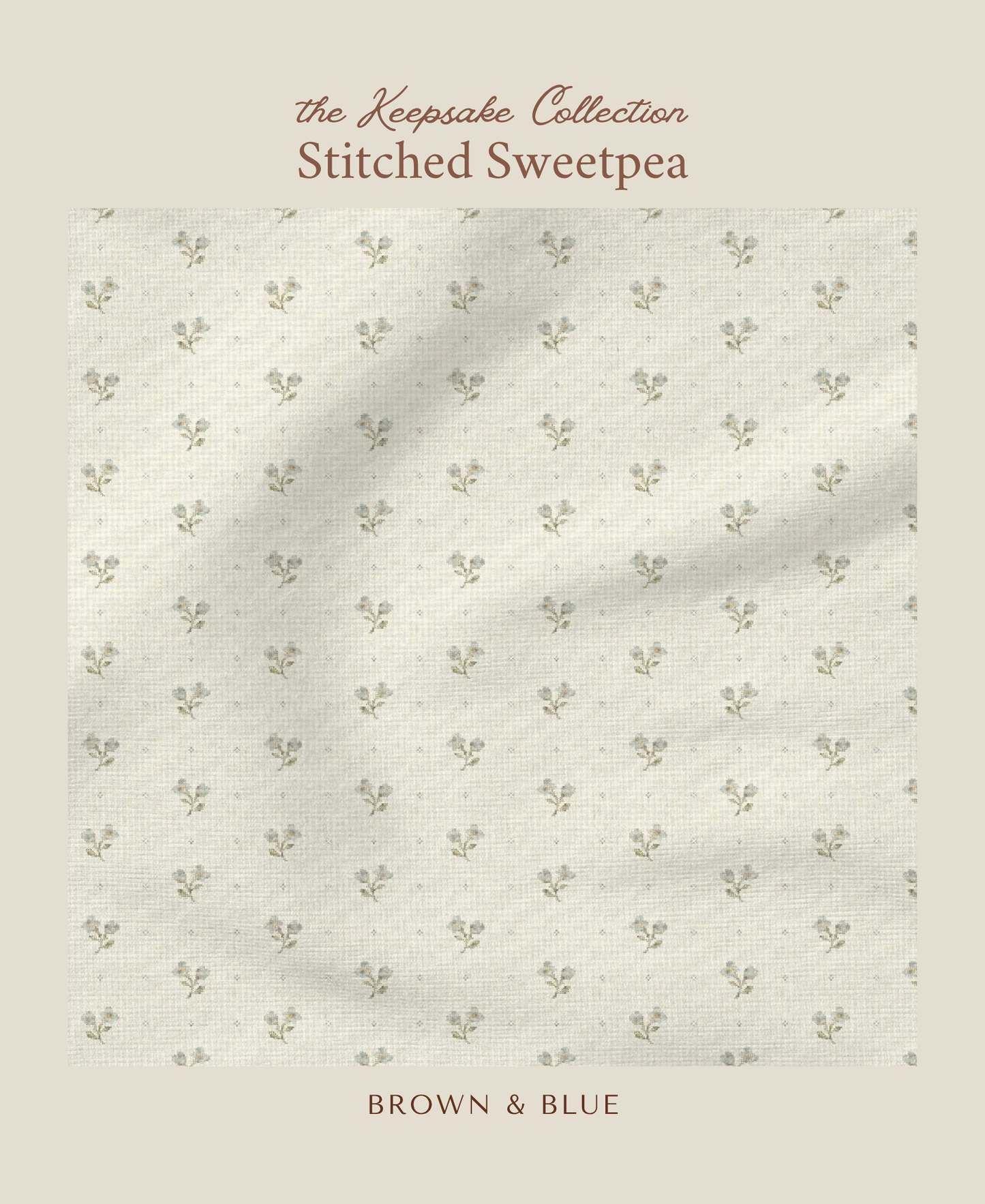 Stitched Sweetpea | Brown & Blue