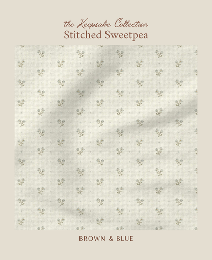 Stitched Sweetpea | Brown & Blue