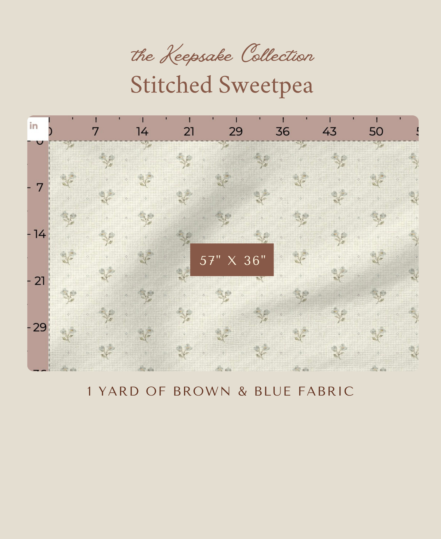 Stitched Sweetpea | Brown & Blue