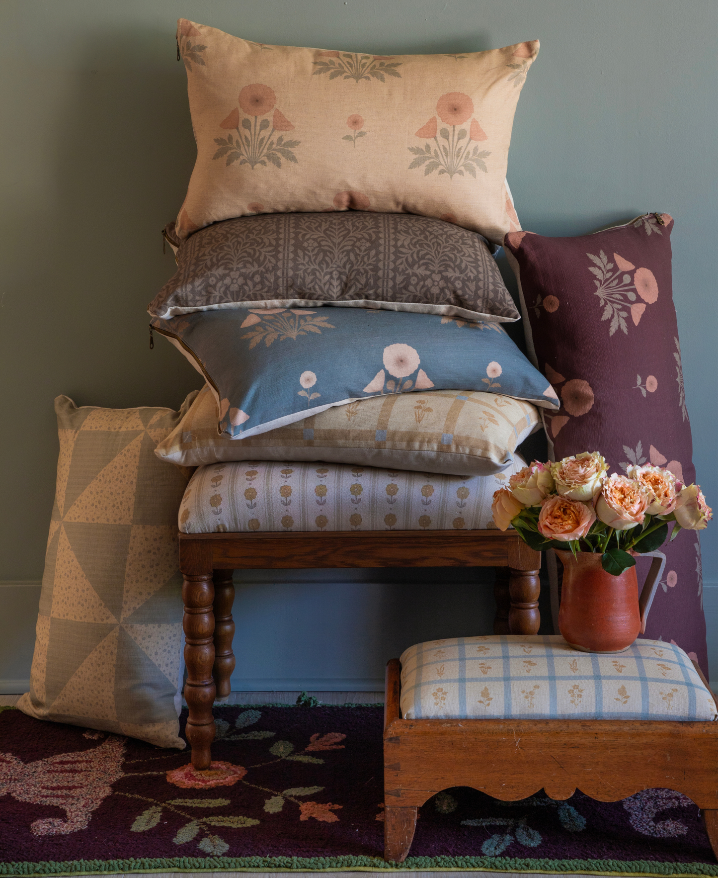Blooming Poppies | Blue & Red