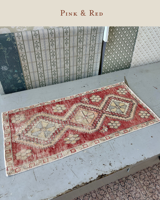 Vintage Turkish Doormat | Pink & Red