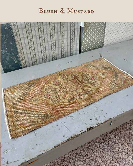 Vintage Turkish Doormat | Blush & Mustard