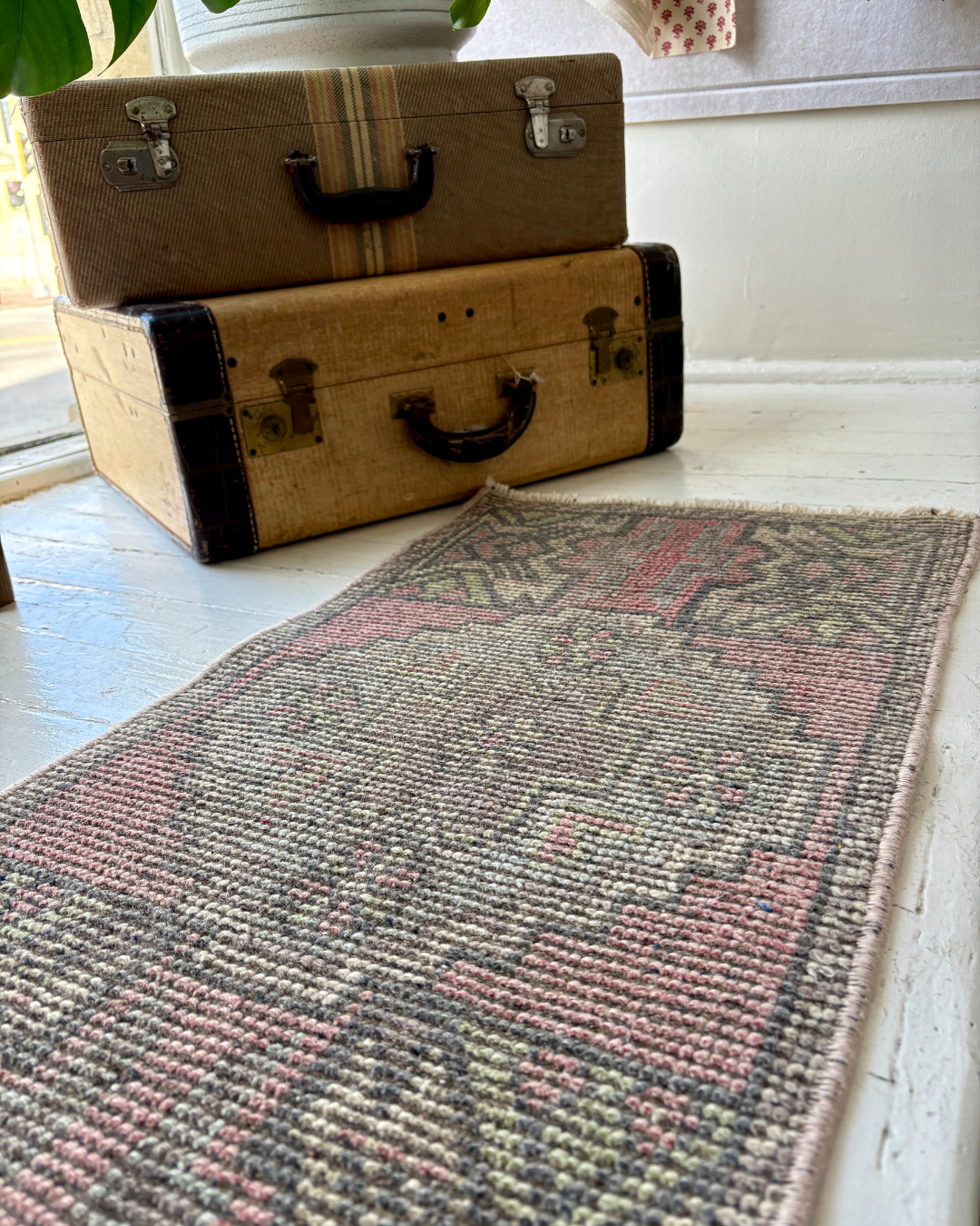 Vintage Turkish Doormat | Pink & Sage