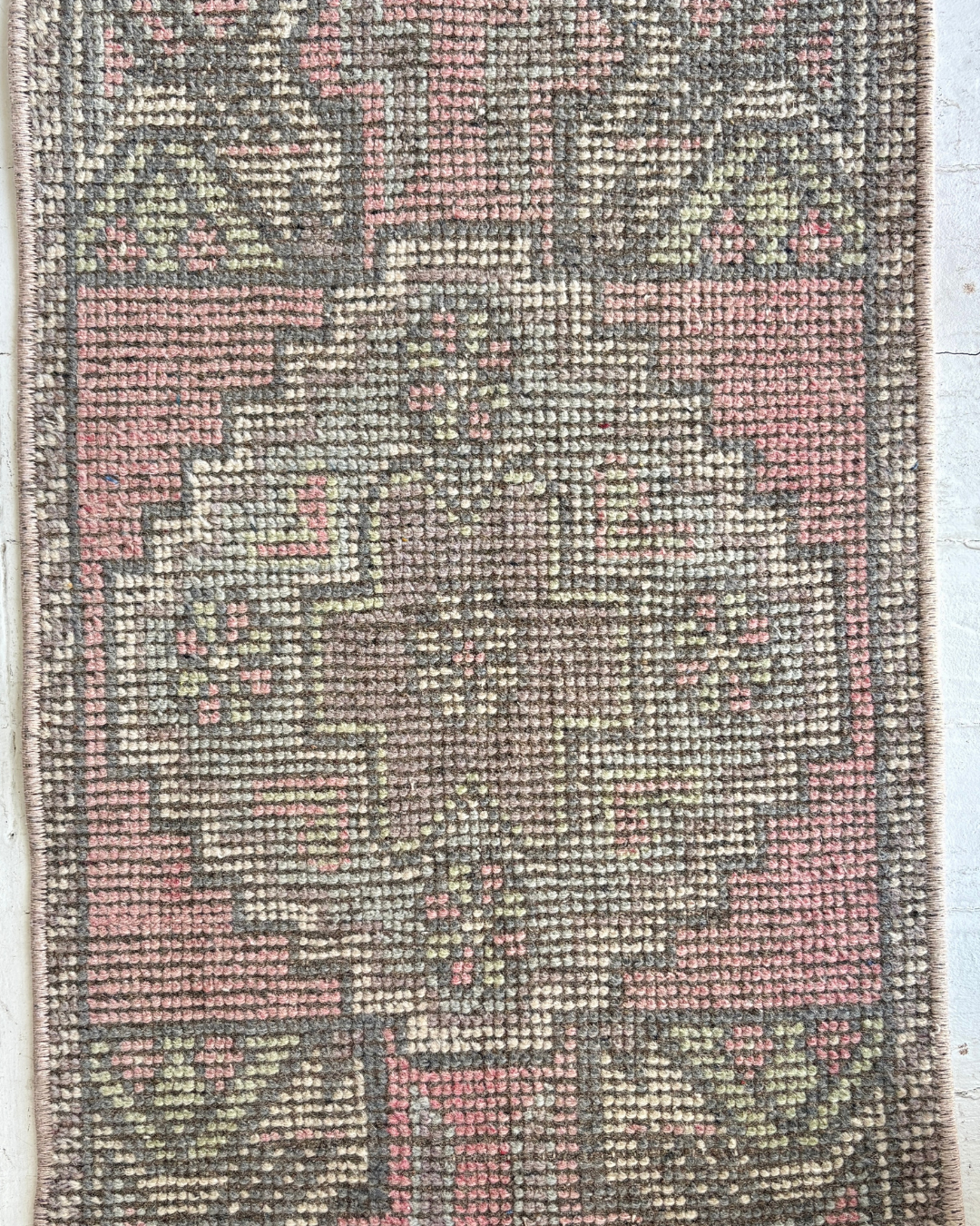 Vintage Turkish Doormat | Pink & Sage